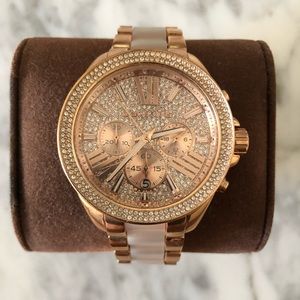 Michael Kors Rose Gold & White Rhinestone Watch